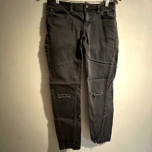 FP Free People Cropped Jeans Women's Size W 27 Gray Mid Rise Distressed Raw Hem